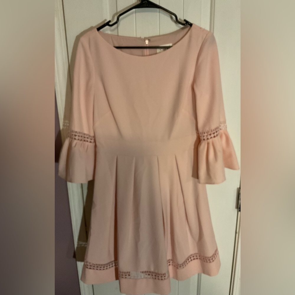 Eliza J bell sleeves blush pink dress with lace accent NEW SZ 6
